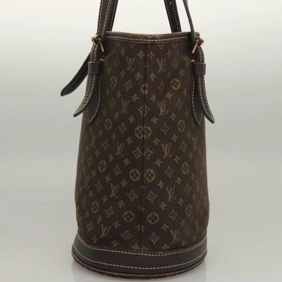 LOUIS VUITTON Monogram Mini Lin Bucket PM Shoulder Bag Brown - Picture 3 of 11